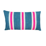 Sailing stripe Cushion - Smokey blue + Highlighter pink