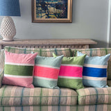 Racing Stripe cushion - powder blue + cobalt 50cm