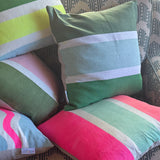Racing Stripe cushion - Forest, duckegg + grass green 50cm