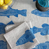 Cobalt Fish linen tablecloth