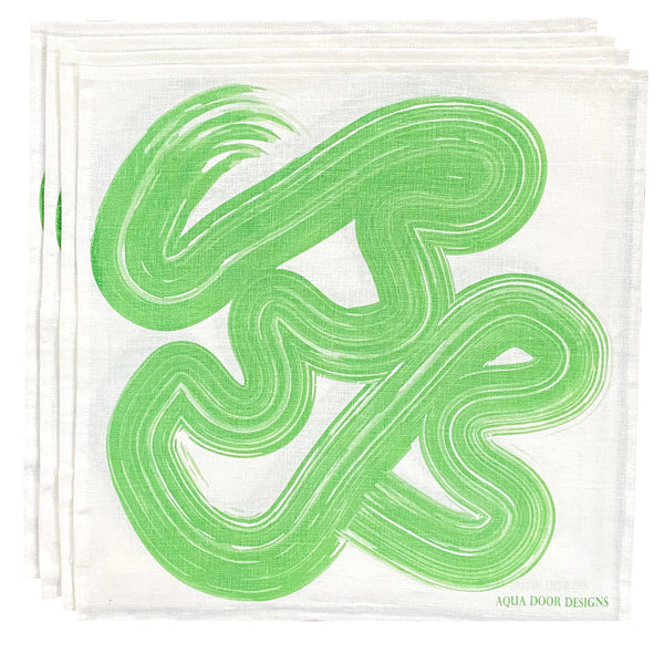 Green Graffiti linen napkins (set of 4)