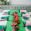 Green Colourblock linen tablecloth