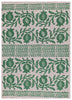 Linen Tea Towel - Green Pomegranate (Natural and off-white)