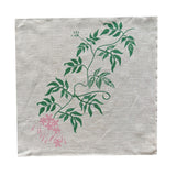 Green and pink Jasmine linen napkins (set of 4)