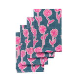 Highlighter pink + blue Poppies linen napkins (set of 4)