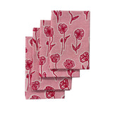 Red + pink Poppies linen napkins (set of 4)