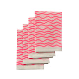 Flamingo Wiggly stripe linen napkins (set of 4)