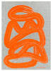 Neon orange Graffiti linen tea towel (Natural and off-white)