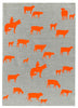 Neon orange Muster linen tea towel (Natural and off-white)