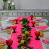 Neon pink Colourblock linen tablecloth