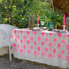 Neon pink Palms linen tablecloth