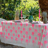 Neon pink Palms linen tablecloth