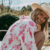 Aqua door Designs x Goondiwindi Cotton pink Vase relaxed beach dress SALE