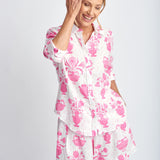 Aqua door Designs x Goondiwindi Cotton pink Vase linen shirt SALE