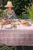 Pink Pomegranate linen tablecloth