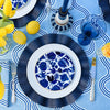 Blue + navy Spaghetti linen tablecloth