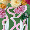 Green + highlighter pink Spaghetti linen tablecloth