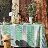 Green + Blue Barley Twist linen tablecloth