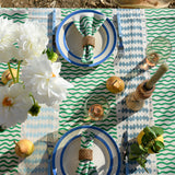 Green + Blue Barley Twist linen tablecloth