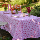 Red + pink Poppies linen napkins (set of 4)