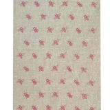 Pink Bees linen tea towel (Natural and off-white)