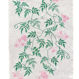 Green + pink Jasmine linen tea towel (Natural and off-white)