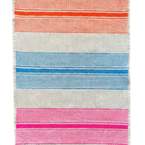 Tuxedo Stripe neon orange, sky blue + highlighter pink linen tea towel (Natural and off-white)