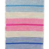 Tuxedo Stripe sky blue, neon crimson + cobalt linen tea towel (Natural and off-white)