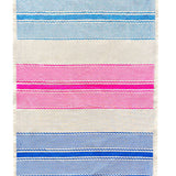 Tuxedo Stripe sky blue, neon crimson + cobalt linen tea towel (Natural and off-white)