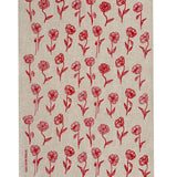 Red Poppies linen tea towel (Natural and off-white)