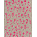 Highlighter pink Poppies linen tea towel (Natural and off-white)