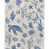 Blue Under the Sea linen tea towel (Natural and off-white)