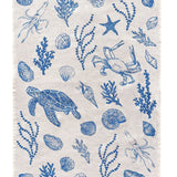 Blue Under the Sea linen tea towel (Natural and off-white)