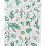 Green Under the Sea linen tea towel (Natural and off-white)
