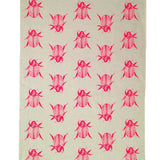Neon pink Christmas Beetle linen tea towel (Natural and off-white)
