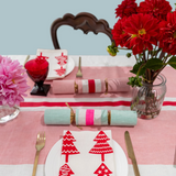 Red Christmas trees linen napkins (set of 4)