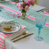 Aqua + highlighter pink Tennis stripe linen tablecloth