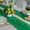 Green + yellow Tennis stripe linen tablecloth