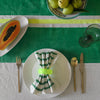 Green + yellow Tennis stripe linen tablecloth