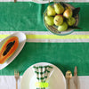 Green + yellow Tennis stripe linen tablecloth