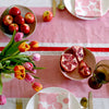 Pink + red Tennis stripe linen tablecloth