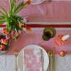 Pink + red Tennis stripe linen tablecloth