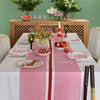 Pink + red Tennis stripe linen tablecloth