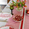 Pink + red Tennis stripe linen tablecloth