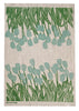 Duckegg + green Tulips linen tea towel (Natural and off-white)