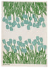 Duckegg + green Tulips linen tea towel (Natural and off-white)