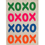 Bold XOXO linen tea towel (Natural and off-white)