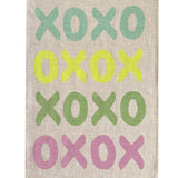Pastel XOXO linen tea towel (Natural and off-white)