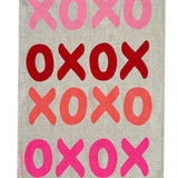 Pinks XOXO linen tea towel (Natural and off-white)