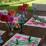 Highlighter pink Christmas tree linen placemats (set of 4)